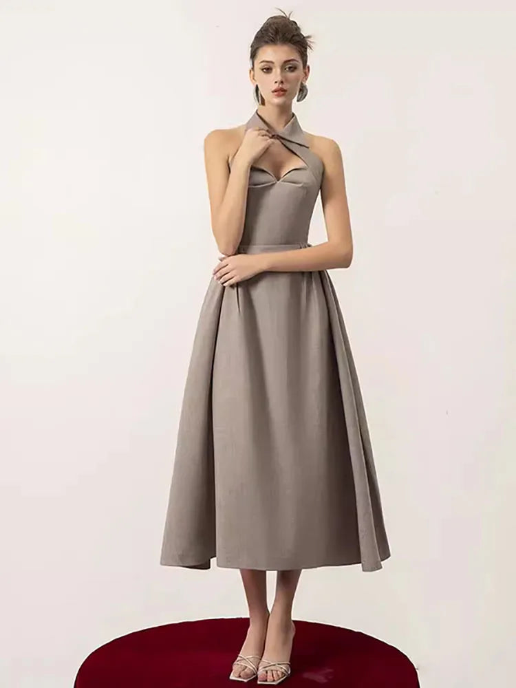 DRESS STYLE - SY1381-Midi Dress-onlinemarkat-Gray-XS - US 2-onlinemarkat