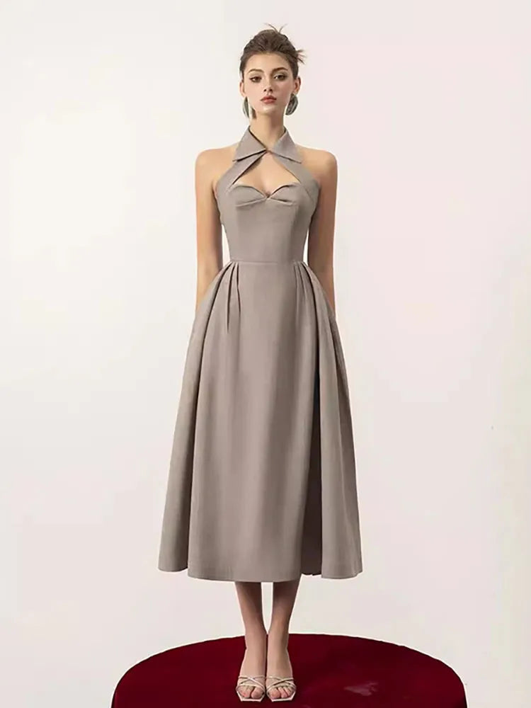 DRESS STYLE - SY1381-Midi Dress-onlinemarkat-Gray-XS - US 2-onlinemarkat