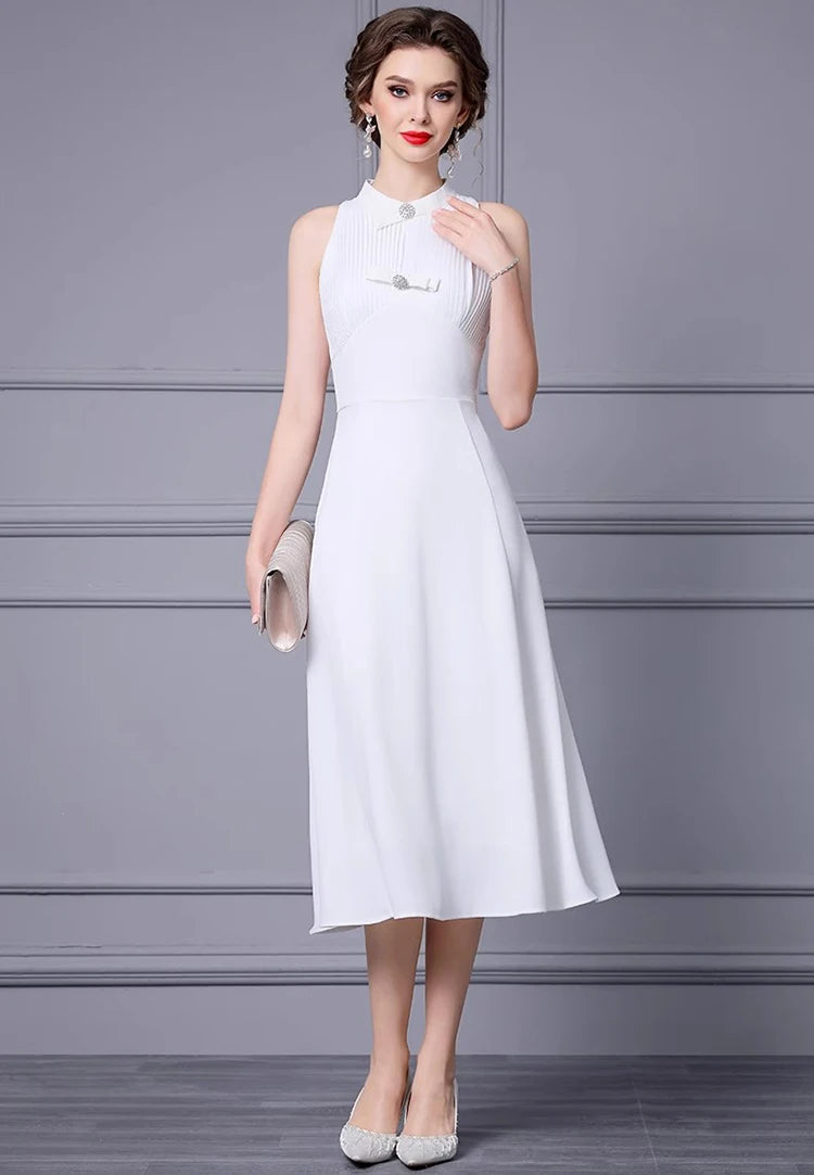 DRESS STYLE - SY1121-Midi Dress-onlinemarkat-Ivory-XS - US 2-onlinemarkat