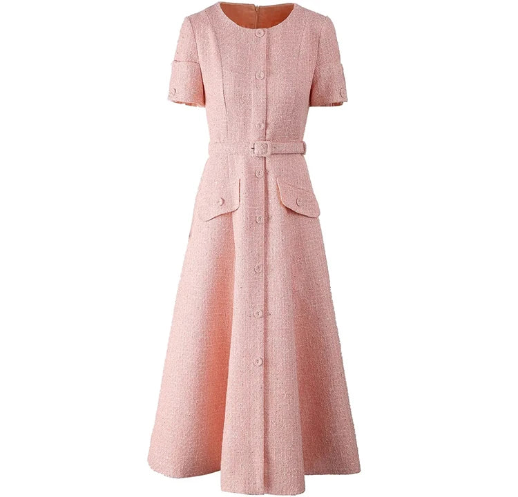 DRESS STYLE - SY1676-Midi Dress-onlinemarkat-Pink-S - US 4-onlinemarkat