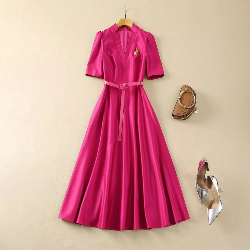 DRESS STYLE - SY1500-Midi Dress-onlinemarkat-rose red-XS - US 2-onlinemarkat