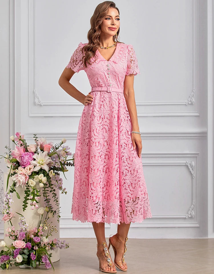 DRESS STYLE - SY1446-Midi Dress-onlinemarkat-Pink-XS - US 2-onlinemarkat