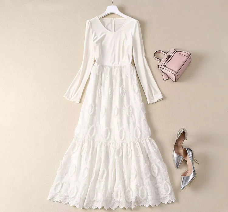 DRESS STYLE - SY1338-Midi Dress-onlinemarkat-Ivory-XS - US 2-onlinemarkat