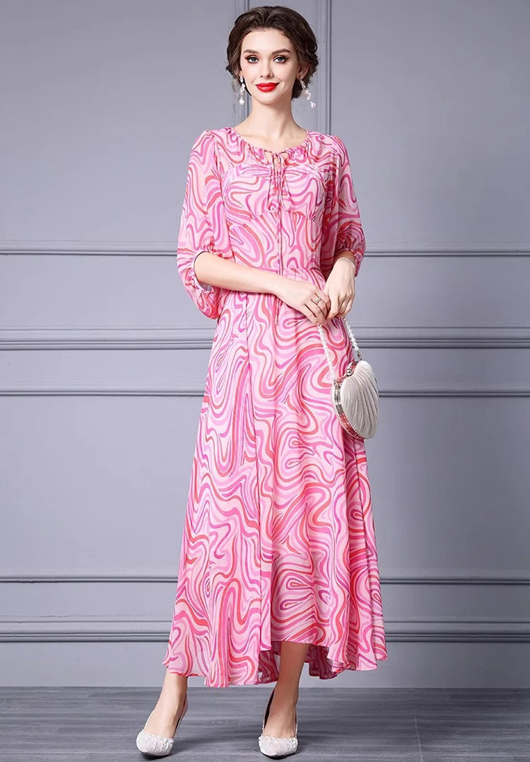 DRESS STYLE - SY1251-Midi Dress-onlinemarkat-Pink-XS - US 2-onlinemarkat