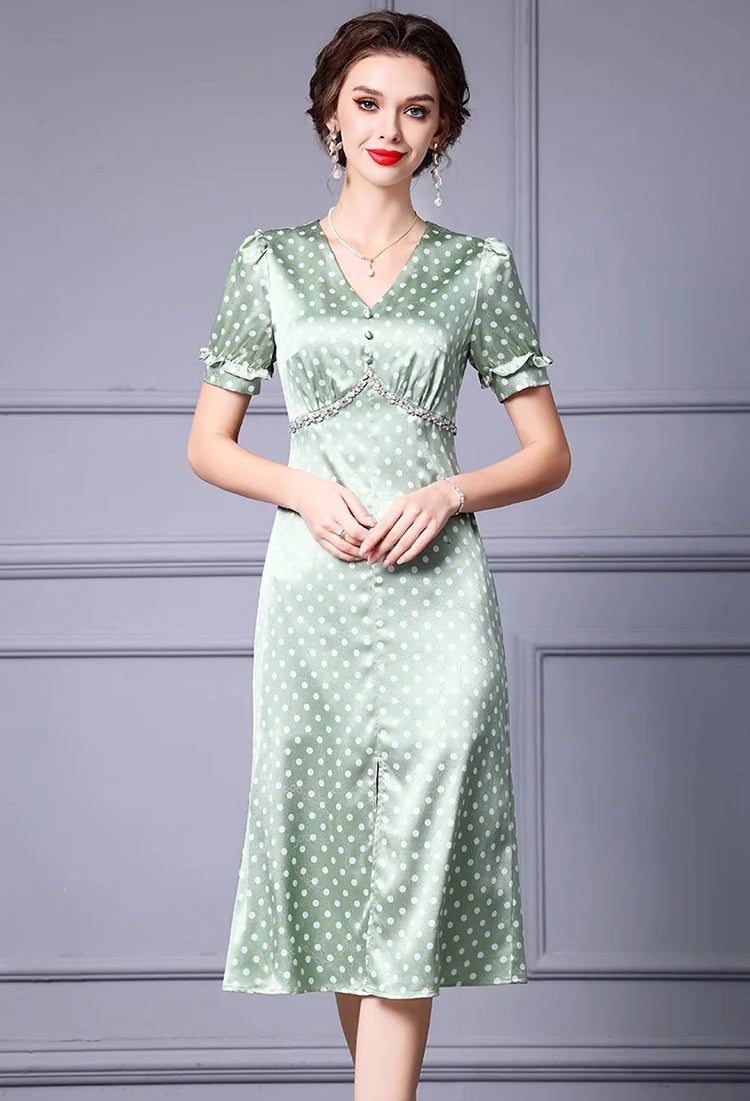 DRESS STYLE - SY1257-Midi Dress-onlinemarkat-green-XS - US 2-onlinemarkat