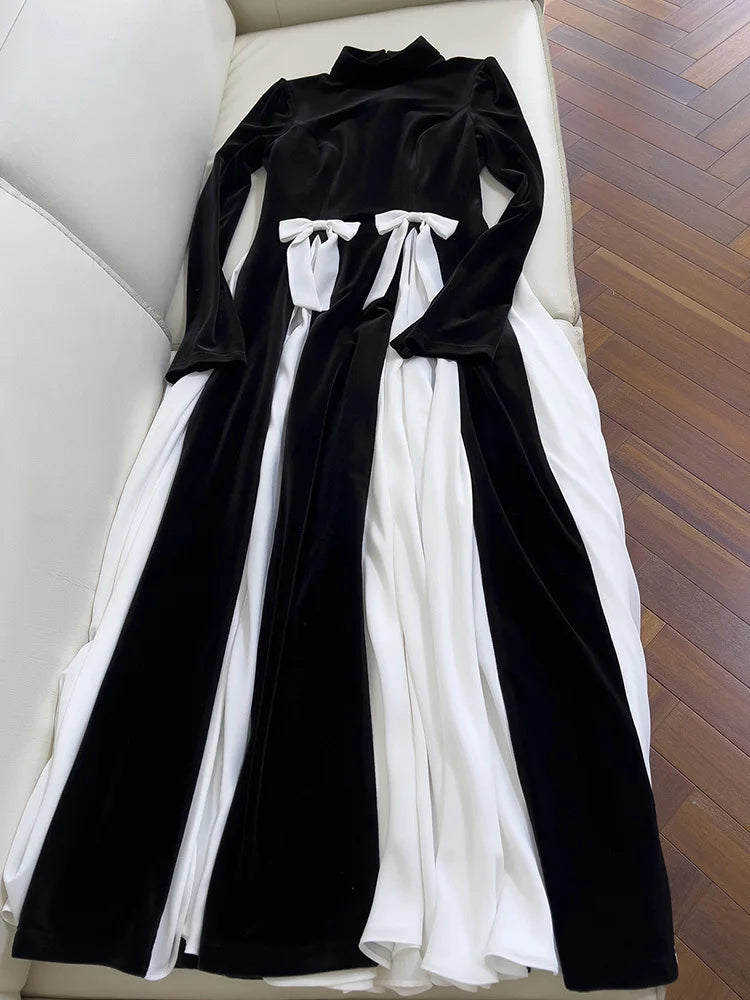 DRESS STYLE - SY1868-maxi dress-onlinemarkat-XS - US 2-Black White-onlinemarkat