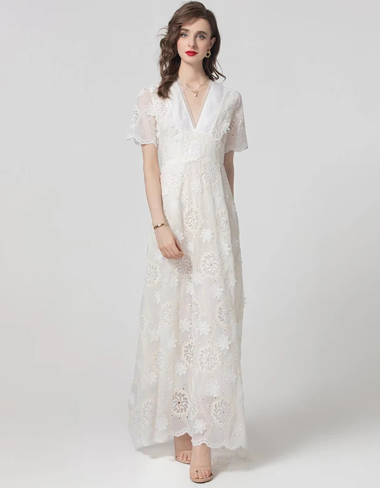 DRESS STYLE - SY1315-maxi dress-onlinemarkat-Ivory-S - US 4-onlinemarkat