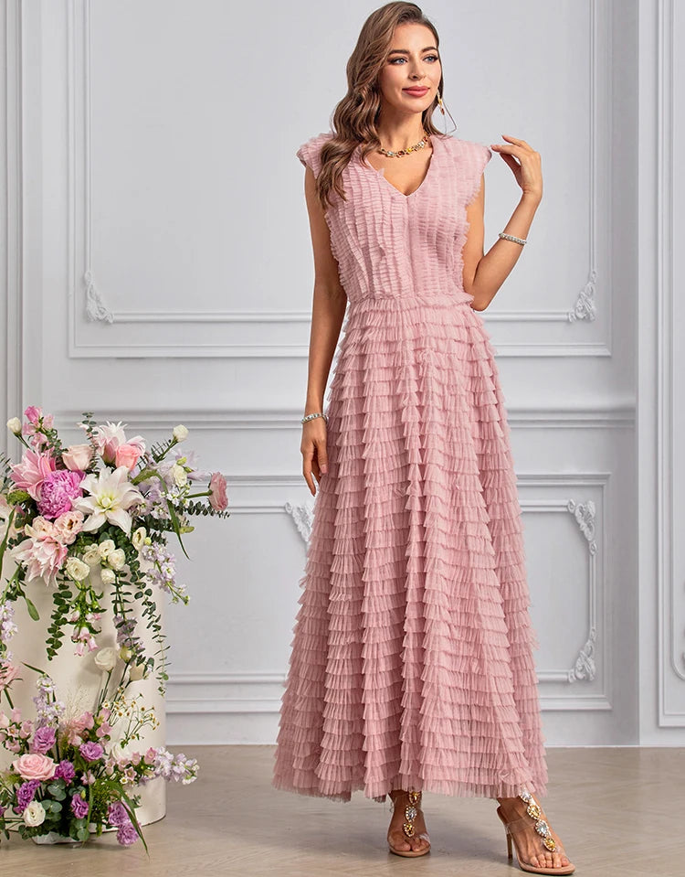 DRESS STYLE - SY1451-maxi dress-onlinemarkat-Pink-XS - US 2-onlinemarkat