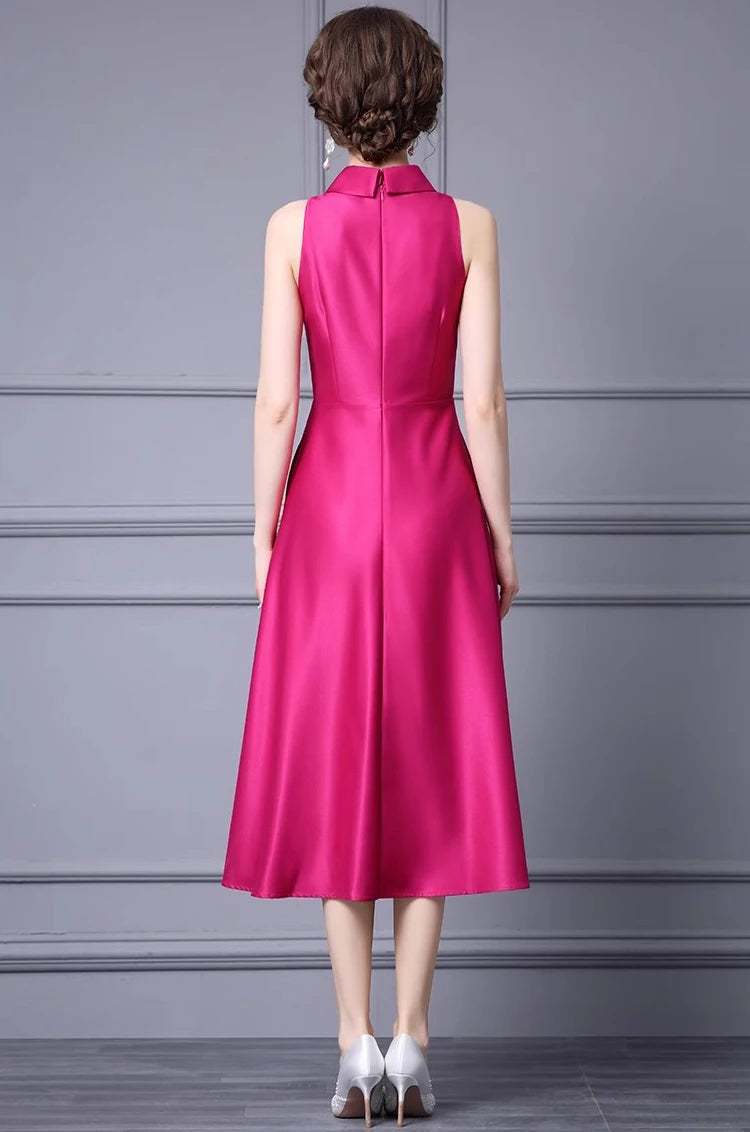 DRESS STYLE - SY1018-Midi Dress-onlinemarkat-Fuchsia-XS - US 2-onlinemarkat