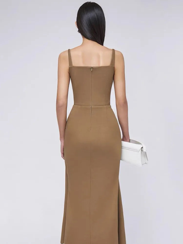 DRESS STYLE - SY1378-maxi dress-onlinemarkat-Camel-XS - US 2-onlinemarkat