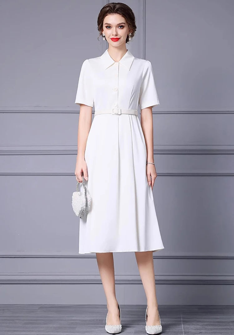 DRESS STYLE - SY1344-Midi Dress-onlinemarkat-Ivory-XS - US 2-onlinemarkat