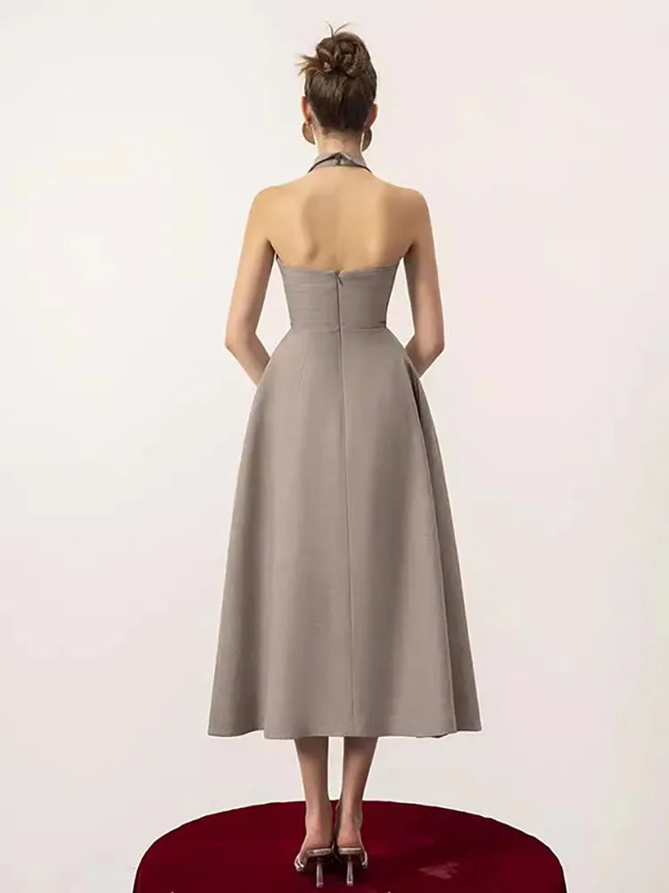 DRESS STYLE - SY1381-Midi Dress-onlinemarkat-Gray-XS - US 2-onlinemarkat