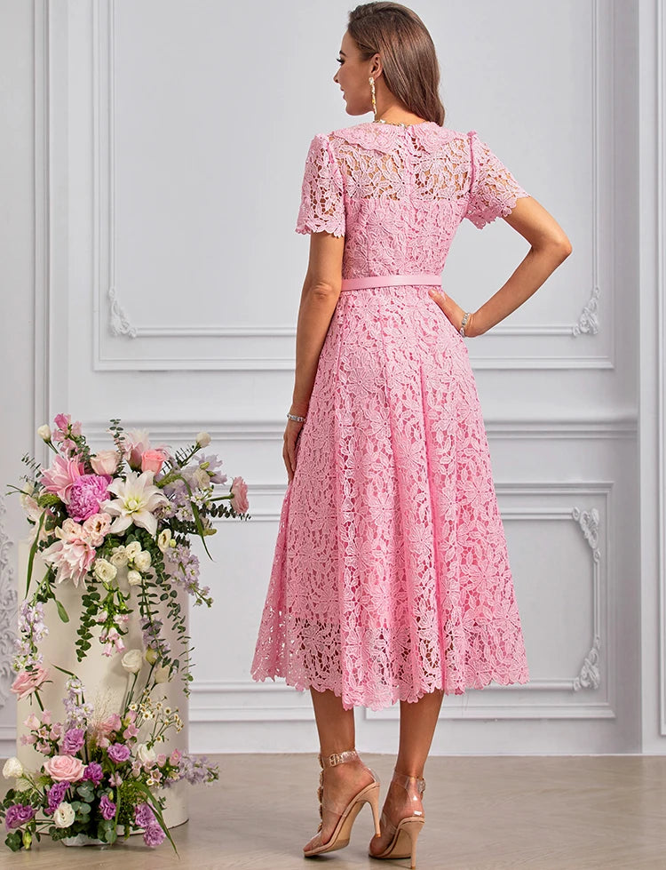 DRESS STYLE - SY1446-Midi Dress-onlinemarkat-Pink-XS - US 2-onlinemarkat