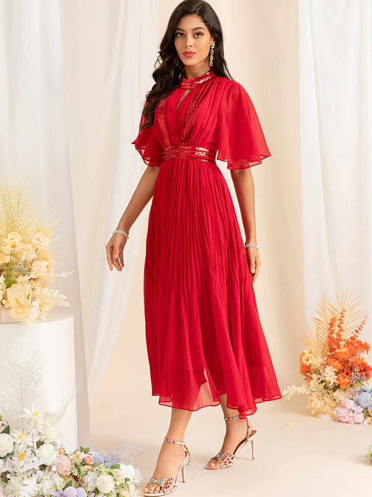 DRESS STYLE - SY1497-Midi Dress-onlinemarkat-Red-XS - US 2-onlinemarkat