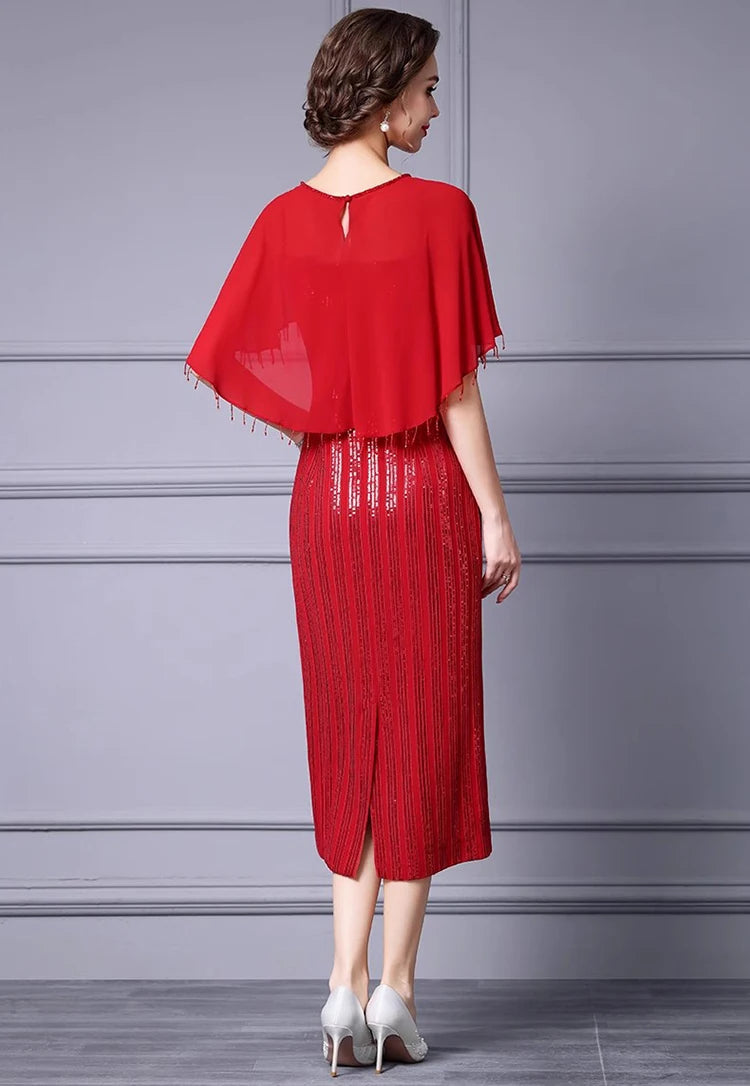 DRESS STYLE - SY1326-Midi Dress-onlinemarkat-Red-XS - US 2-onlinemarkat