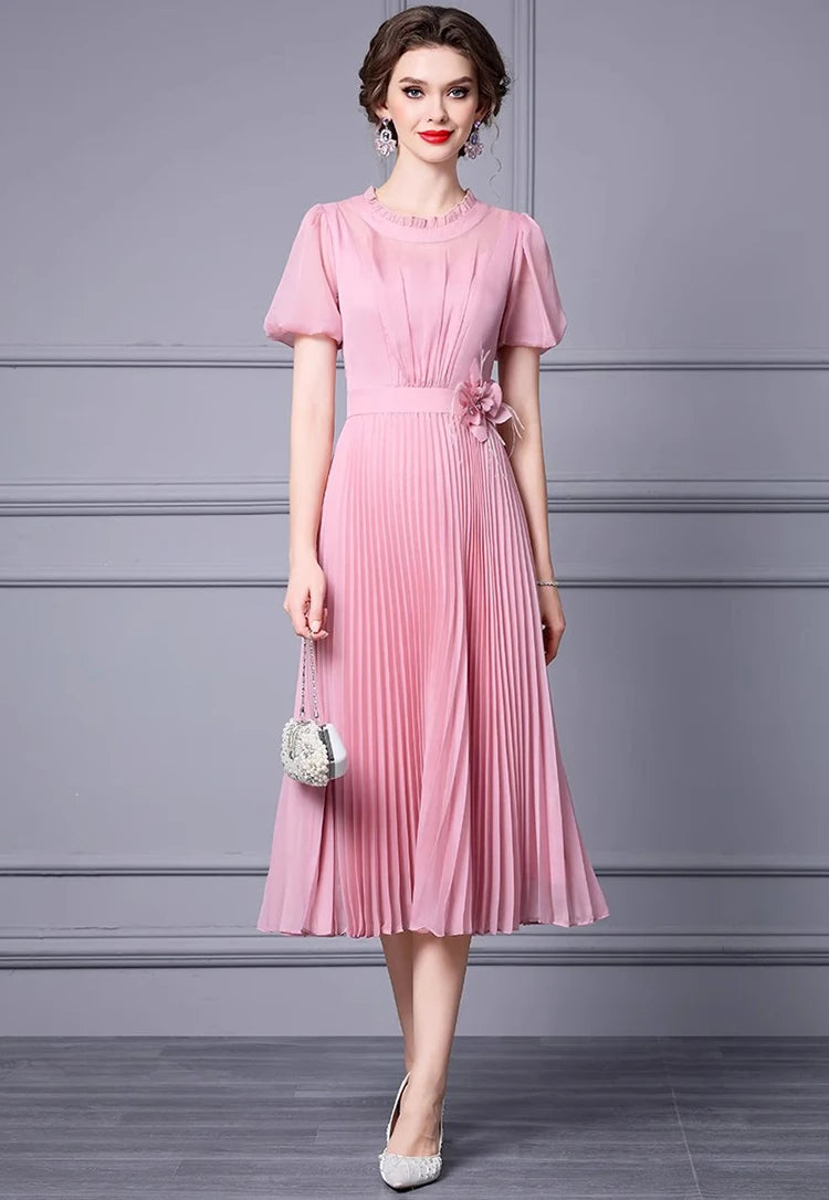 DRESS STYLE - SY1166-Midi Dress-onlinemarkat-Pink-S - US 4-onlinemarkat