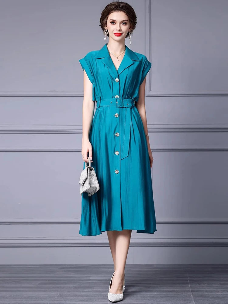 DRESS STYLE - SY1278-Midi Dress-onlinemarkat-Blue-XS - US 2-onlinemarkat