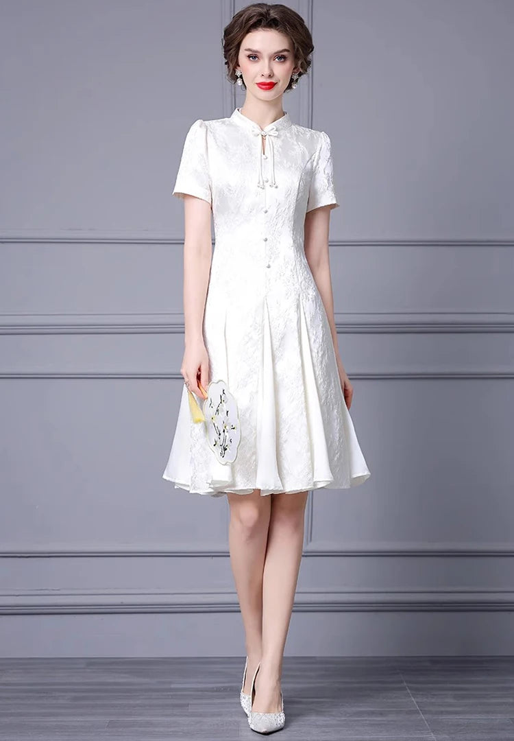 DRESS STYLE - SY1007-short dress-onlinemarkat-creamy-white-XS - US 2-onlinemarkat