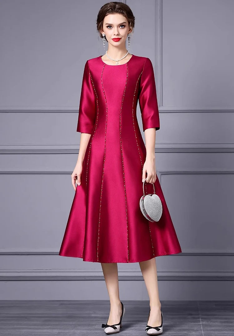 DRESS STYLE - SY1621-Midi Dress-onlinemarkat-Red-S - US 4-onlinemarkat