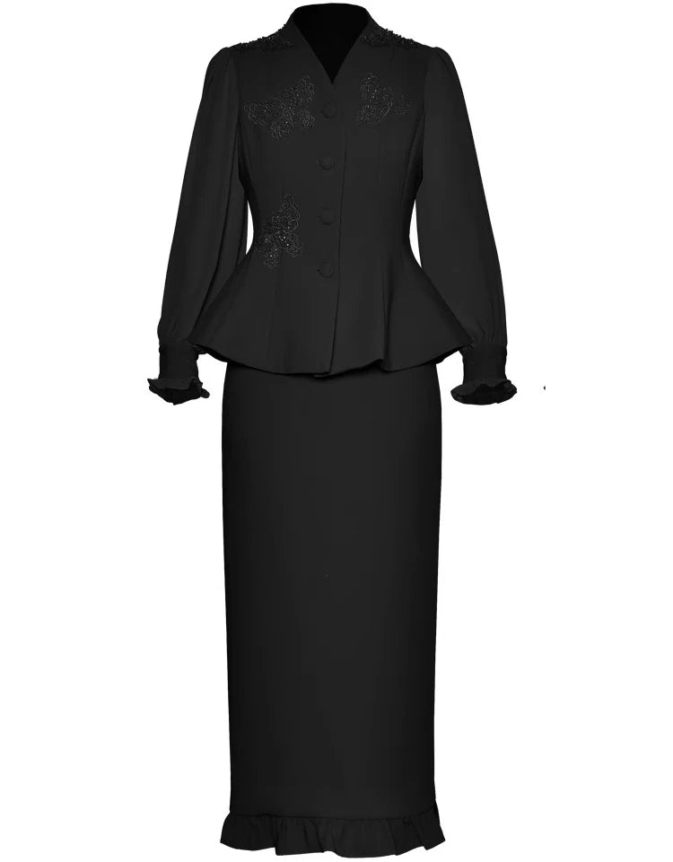 SUIT STYLE - SY1718-Suits and Sets-onlinemarkat-Black-XS - US 2-onlinemarkat