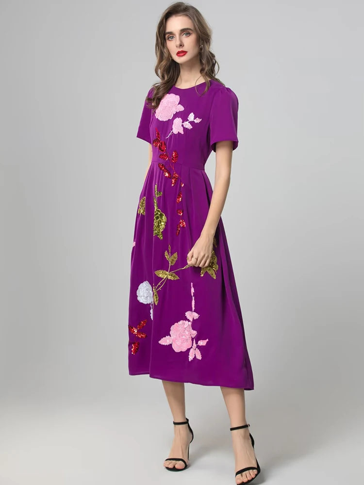 DRESS STYLE - SY1830-Midi Dress-onlinemarkat-XS - US 2-Purple-onlinemarkat