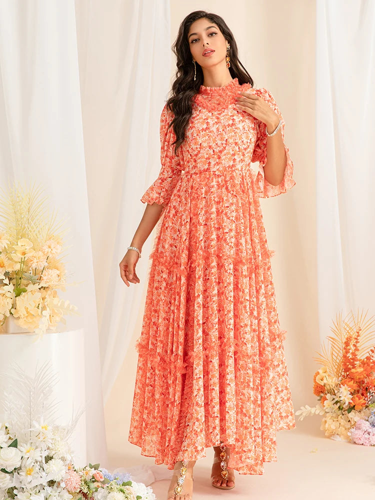 DRESS STYLE - SY1489-maxi dress-onlinemarkat-Orange-XS - US 2-onlinemarkat