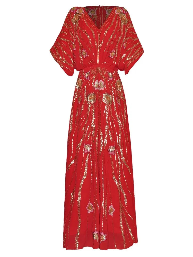 DRESS STYLE - SY1035-maxi dress-onlinemarkat-Red-XXL - US 12-onlinemarkat