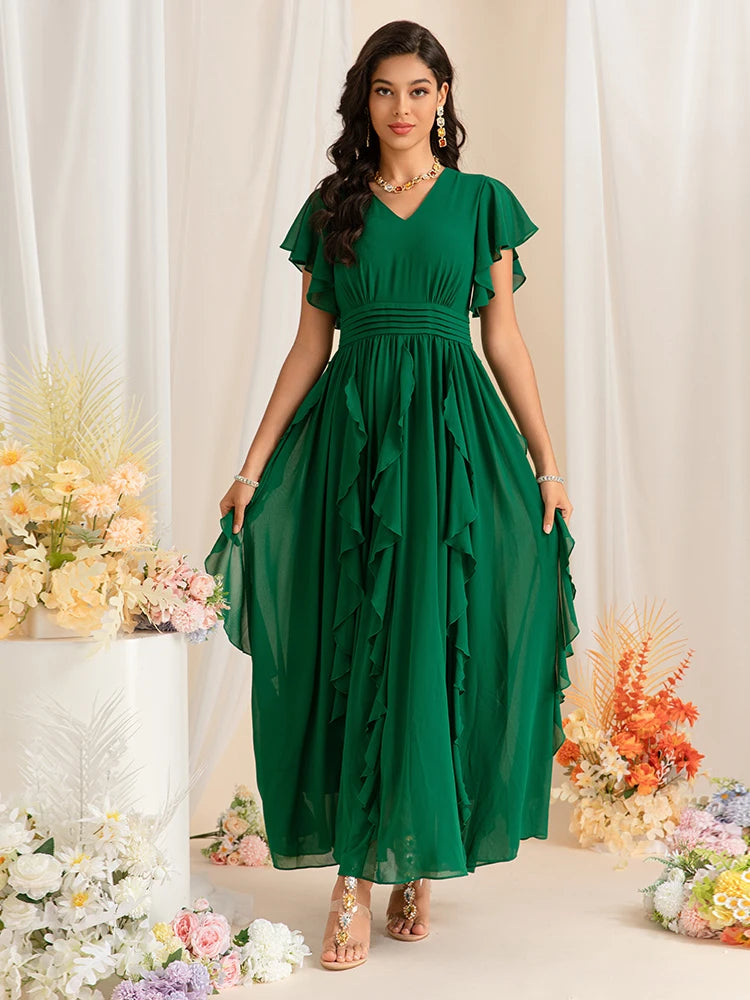 DRESS STYLE - SY1455-maxi dress-onlinemarkat-green-XS - US 2-onlinemarkat