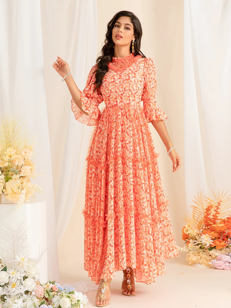 DRESS STYLE - SY1489-maxi dress-onlinemarkat-Orange-XS - US 2-onlinemarkat