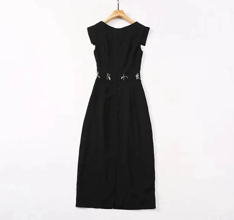 DRESS STYLE - SY996-Midi Dress-onlinemarkat-Black-XS - US 2-onlinemarkat