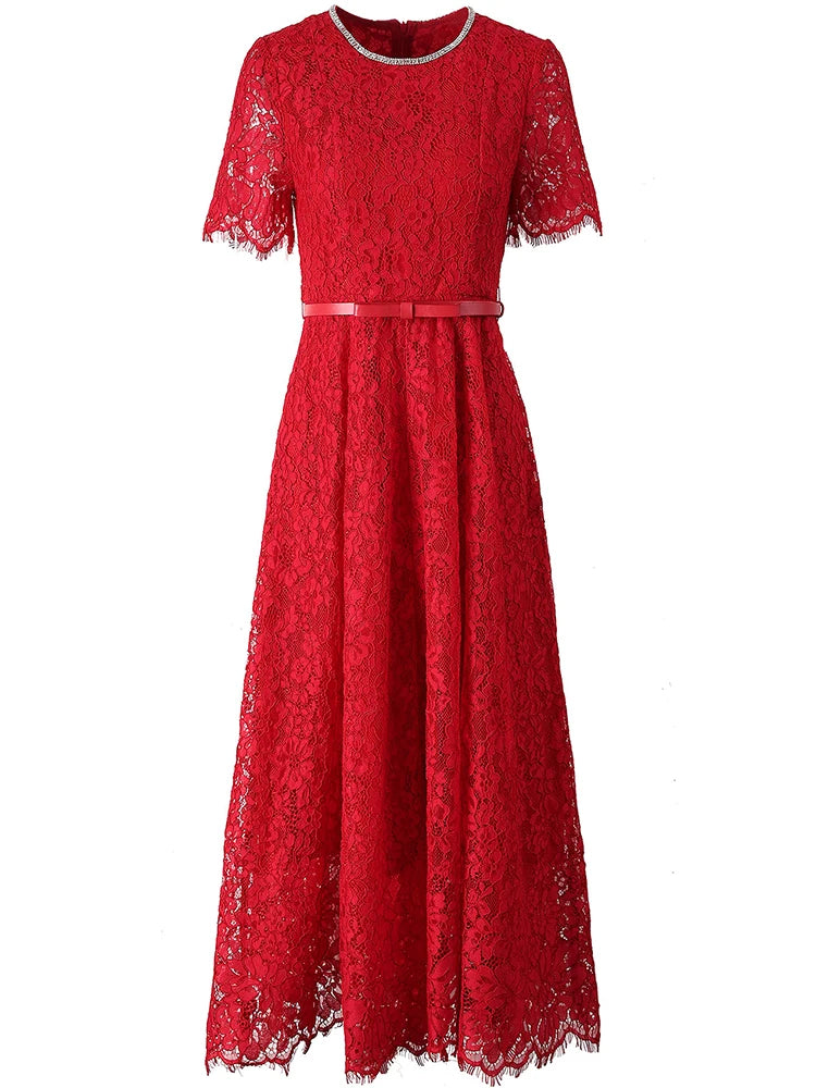 DRESS STYLE - SY1918-Midi Dress-onlinemarkat-XS - US 2-Red-onlinemarkat