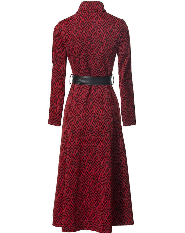 DRESS STYLE - SY1549-Midi Dress-onlinemarkat-Red-XS - US 2-onlinemarkat