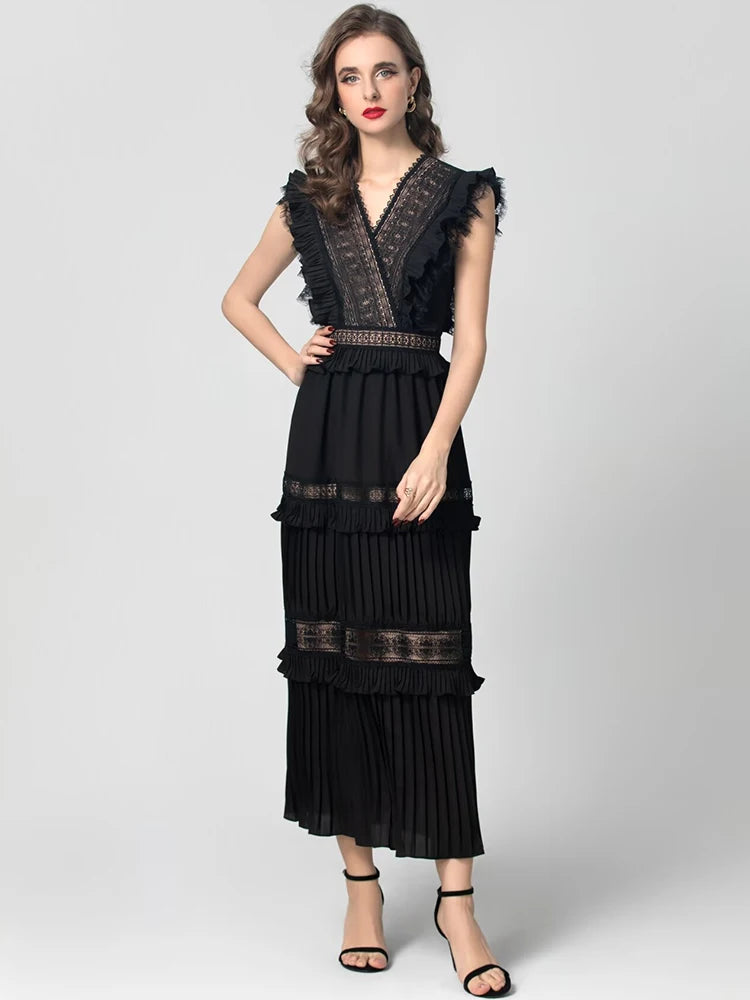 DRESS STYLE - SY1803-maxi dress-onlinemarkat-XS - US 2-Black-onlinemarkat