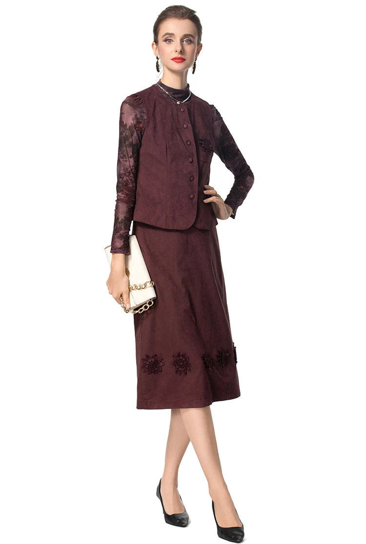 SUIT STYLE - SY1571-Suits and Sets-onlinemarkat-Claret-XS - US 2-onlinemarkat