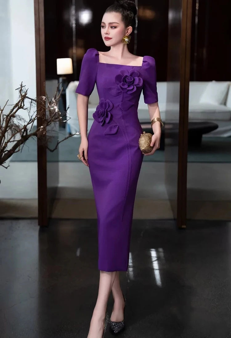 DRESS STYLE - SY1788-Midi Dress-onlinemarkat-XS - US 2-PURPLE-onlinemarkat