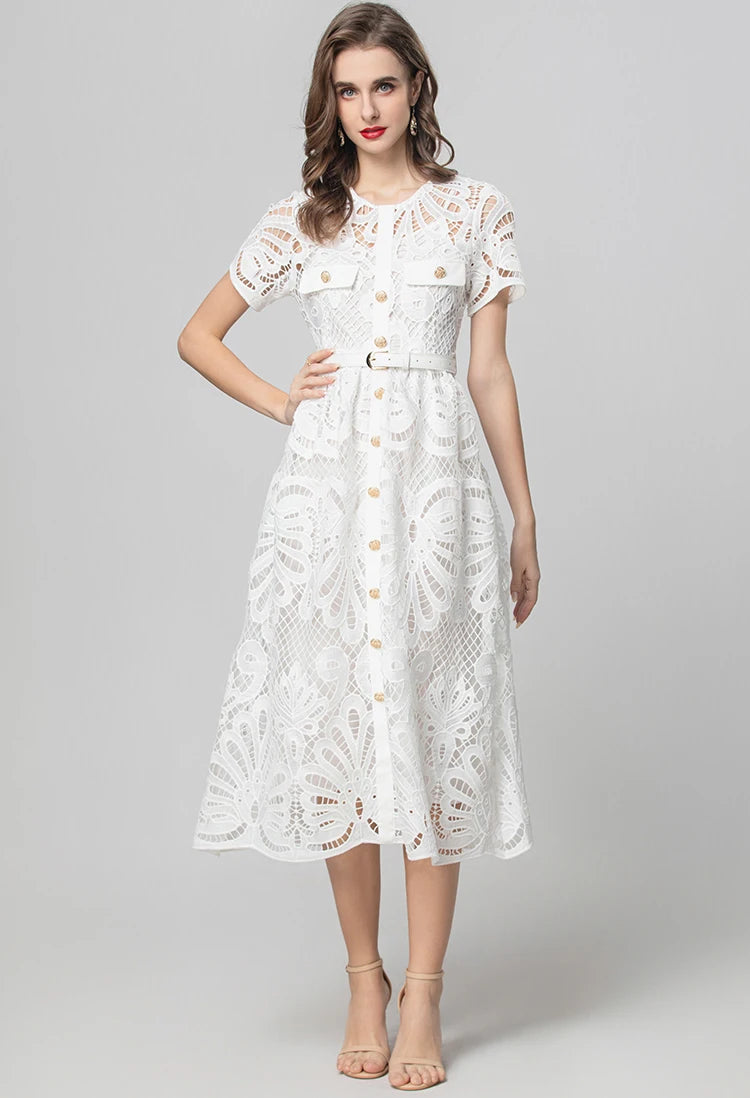 DRESS STYLE - SY1928-Midi Dress-onlinemarkat-XS - US 2-Ivory-onlinemarkat