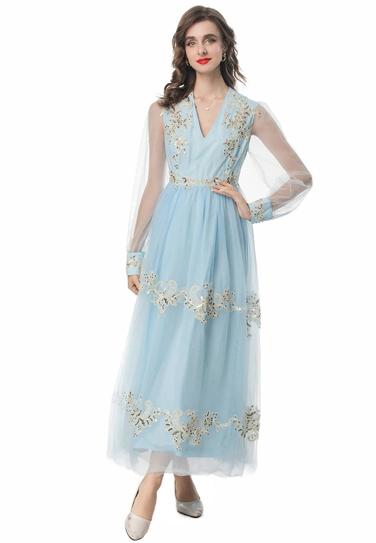 DRESS STYLE - SY1299-maxi dress-onlinemarkat-SKY BLUE-S - US 4-onlinemarkat