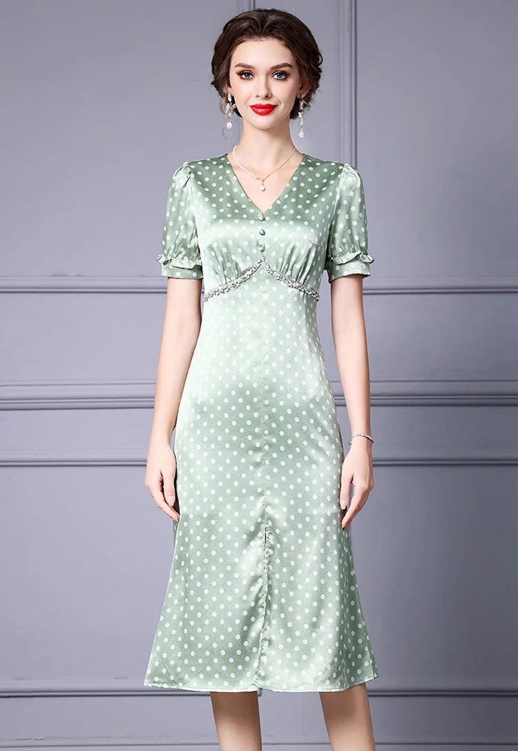 DRESS STYLE - SY1257-Midi Dress-onlinemarkat-green-XS - US 2-onlinemarkat