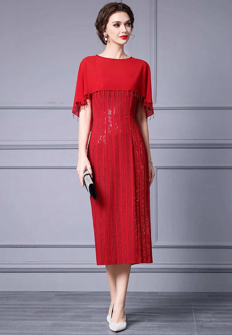 DRESS STYLE - SY1326-Midi Dress-onlinemarkat-Red-XS - US 2-onlinemarkat