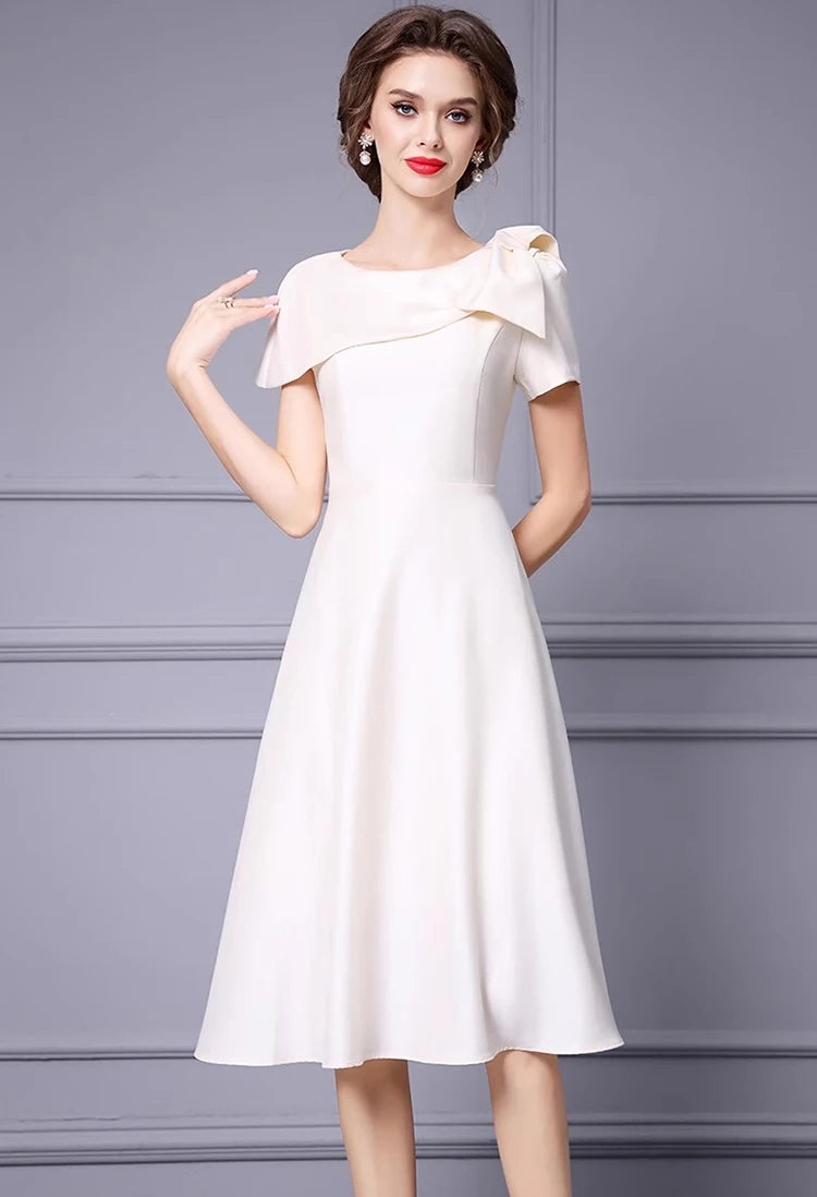 DRESS STYLE - SY1340-Midi Dress-onlinemarkat-Ivory-XS - US 2-onlinemarkat