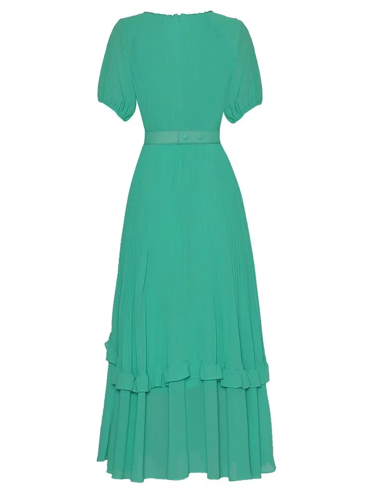 DRESS STYLE - SY998-Midi Dress-onlinemarkat-Green-XS - US 2-onlinemarkat