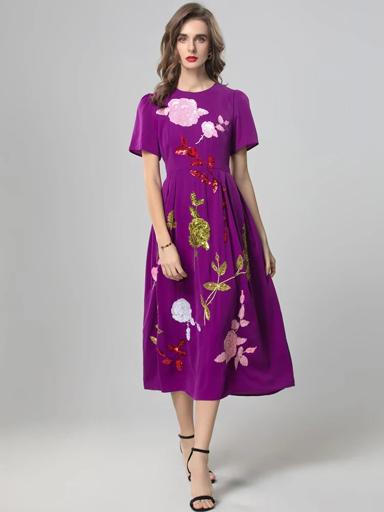 DRESS STYLE - SY1830-Midi Dress-onlinemarkat-XS - US 2-Purple-onlinemarkat