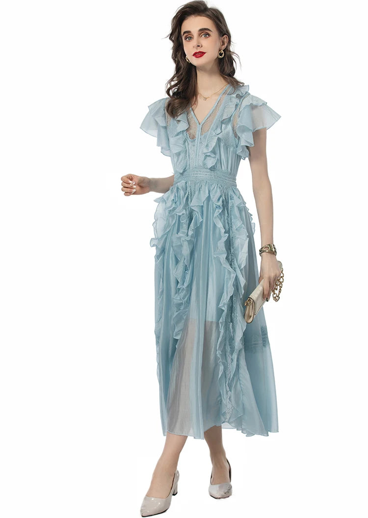 DRESS STYLE - SY1160-Midi Dress-onlinemarkat-Sky blue-XS - US 2-onlinemarkat