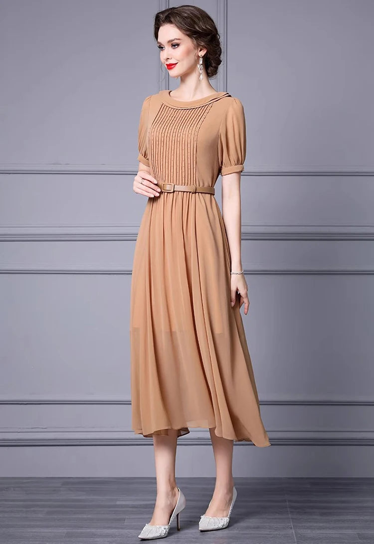 DRESS STYLE - SY1151-Midi Dress-onlinemarkat-Champagne-XS - US 2-onlinemarkat