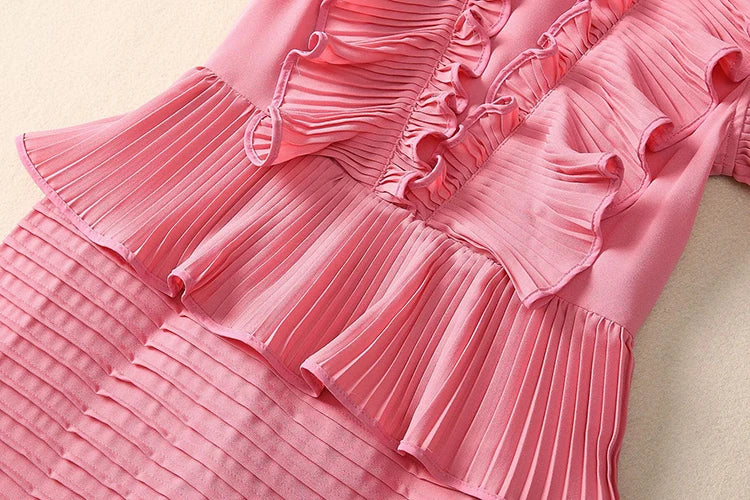 DRESS STYLE - SY1799-Midi Dress-onlinemarkat-XS - US 2-Pink-onlinemarkat