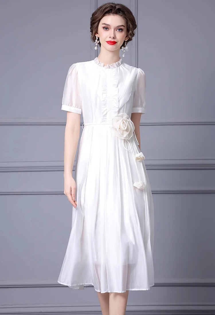 DRESS STYLE - SY1031-Midi Dress-onlinemarkat-WHITE-XS - US 2-onlinemarkat