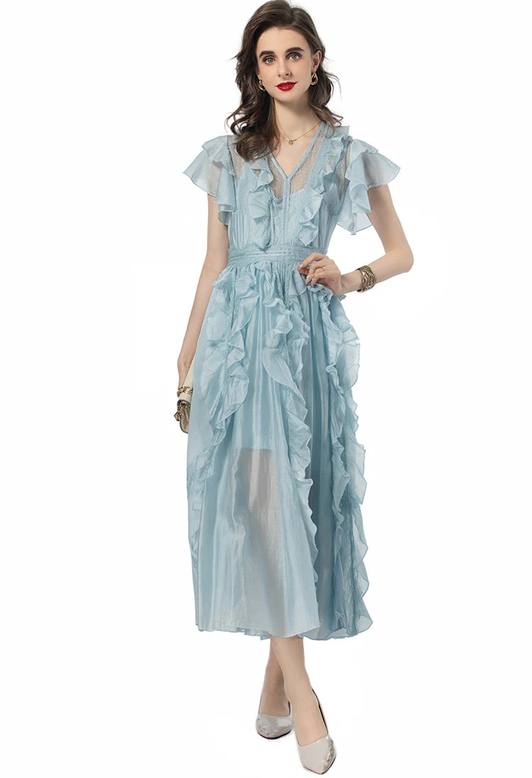 DRESS STYLE - SY1160-Midi Dress-onlinemarkat-Sky blue-XS - US 2-onlinemarkat