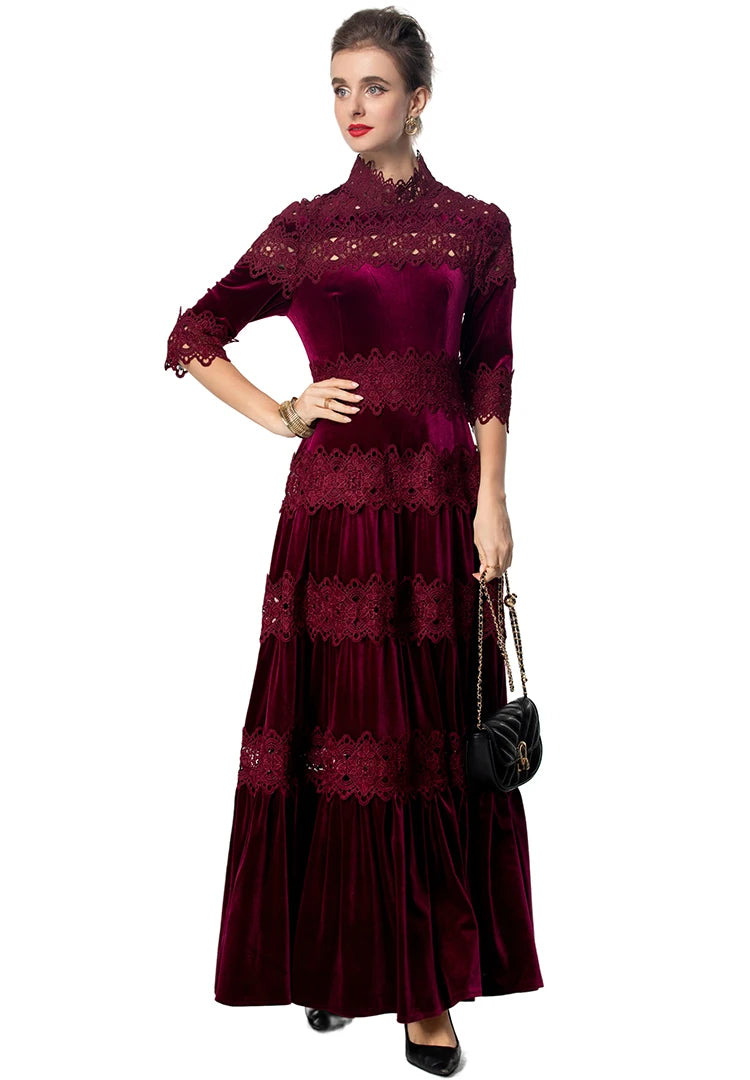 DRESS STYLE - SY1661-maxi dress-onlinemarkat-Claret-XS - US 2-onlinemarkat