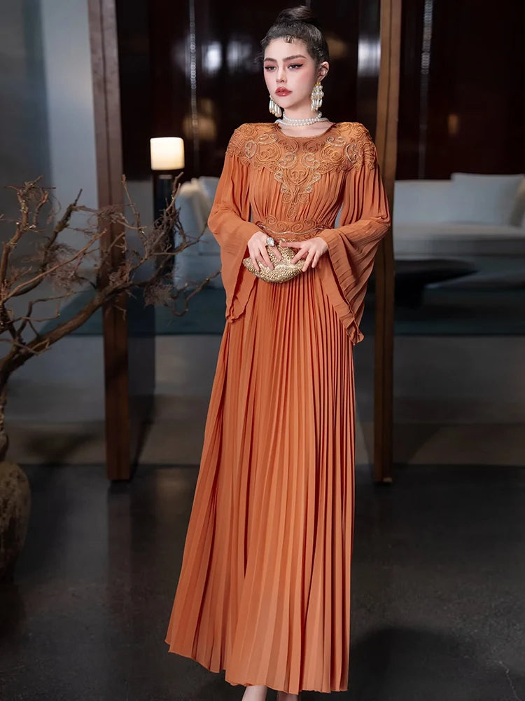 DRESS STYLE - SY1837-maxi dress-onlinemarkat-XS - US 2-Orange-onlinemarkat