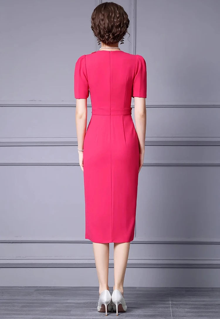 DRESS STYLE - SY1279-Midi Dress-onlinemarkat-Red-XS - US 2-onlinemarkat